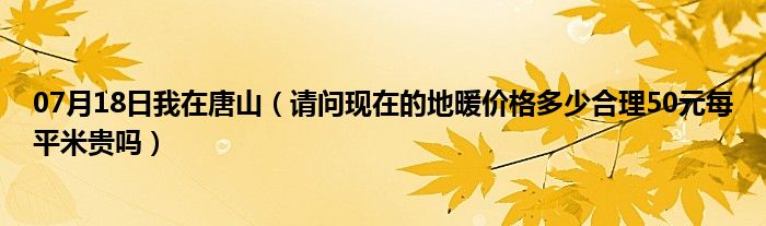 07月18日我在唐山（请问现在的地暖价格多少合理50元每平米贵吗）