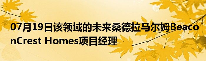 07月19日该领域的未来桑德拉马尔姆BeaconCrest Homes项目经理