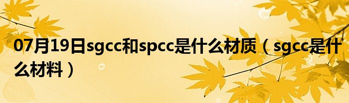 07月19日sgcc和spcc是什么材质（sgcc是什么材料）