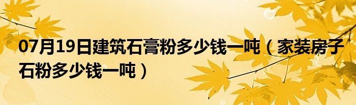 07月19日建筑石膏粉多少钱一吨（家装房子石粉多少钱一吨）