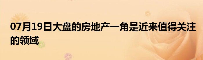 07月19日大盘的房地产一角是近来值得关注的领域