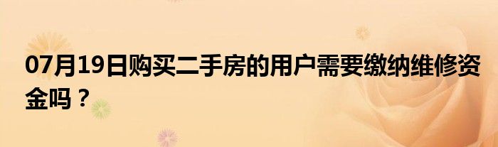 07月19日购买二手房的用户需要缴纳维修资金吗？