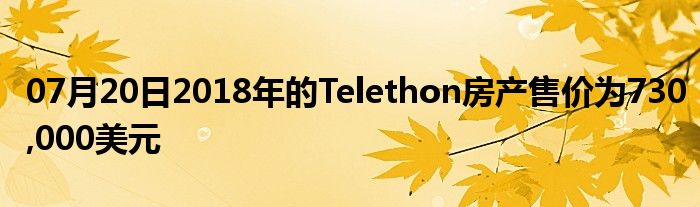 07月20日2018年的Telethon房产售价为730,000美元