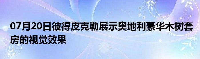 07月20日彼得皮克勒展示奥地利豪华木树套房的视觉效果