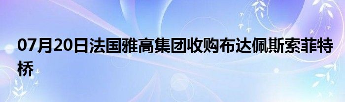 07月20日法国雅高集团收购布达佩斯索菲特桥