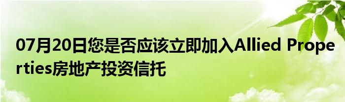 07月20日您是否应该立即加入Allied Properties房地产投资信托