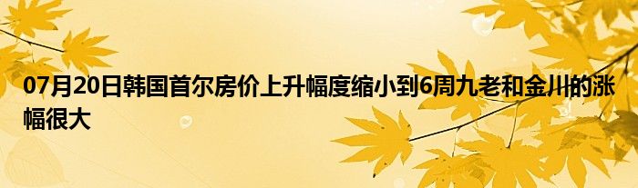 07月20日韩国首尔房价上升幅度缩小到6周九老和金川的涨幅很大