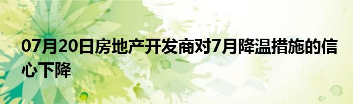 07月20日房地产开发商对7月降温措施的信心下降