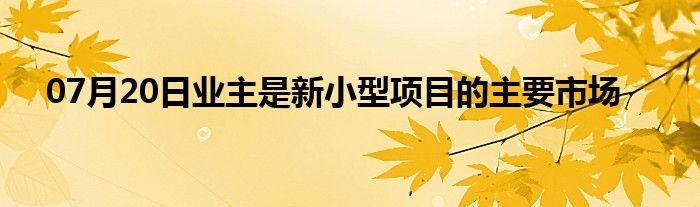 07月20日业主是新小型项目的主要市场