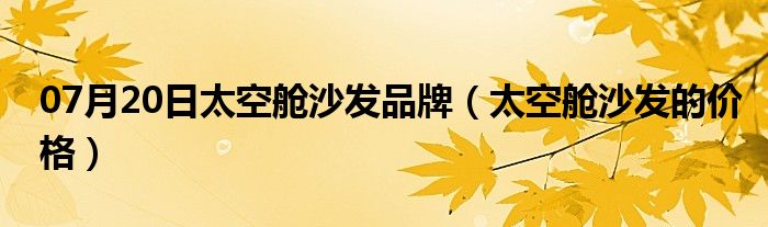 07月20日太空舱沙发品牌（太空舱沙发的价格）