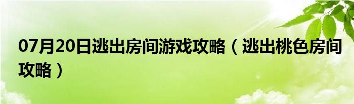 07月20日逃出房间游戏攻略（逃出桃色房间攻略）