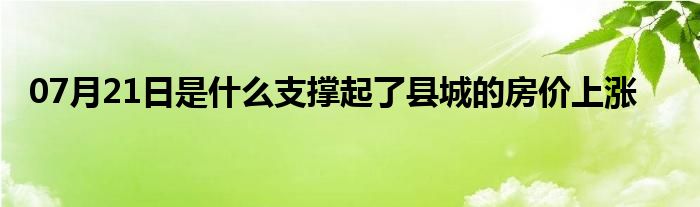 07月21日是什么支撑起了县城的房价上涨