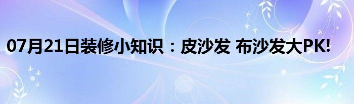 07月21日装修小知识：皮沙发 布沙发大PK!