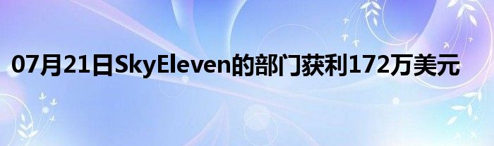 07月21日SkyEleven的部门获利172万美元