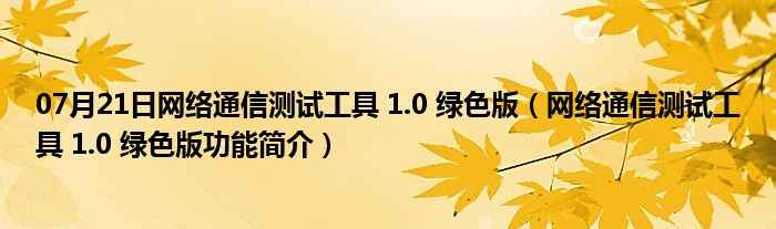 07月21日网络通信测试工具 1.0 绿色版（网络通信测试工具 1.0 绿色版功能简介）