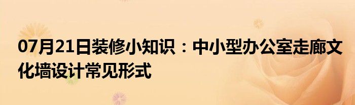 07月21日装修小知识：中小型办公室走廊文化墙设计常见形式