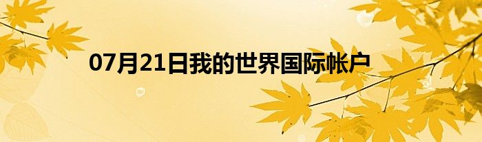 07月21日我的世界国际帐户