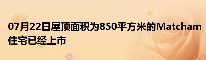 07月22日屋顶面积为850平方米的Matcham住宅已经上市