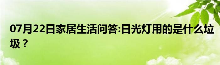 07月22日家居生活问答:日光灯用的是什么垃圾？