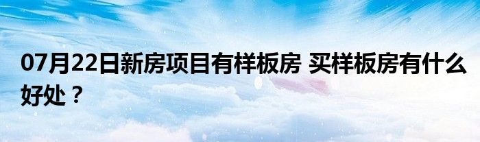 07月22日新房项目有样板房 买样板房有什么好处？