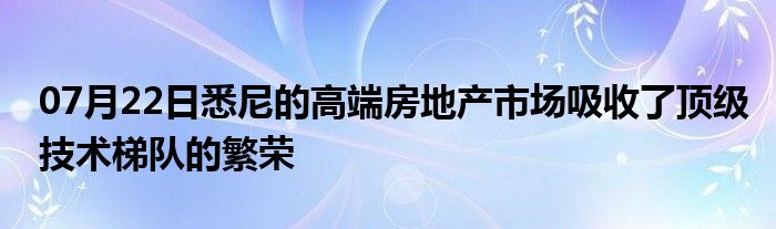 07月22日悉尼的高端房地产市场吸收了顶级技术梯队的繁荣