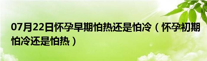 07月22日怀孕早期怕热还是怕冷（怀孕初期怕冷还是怕热）