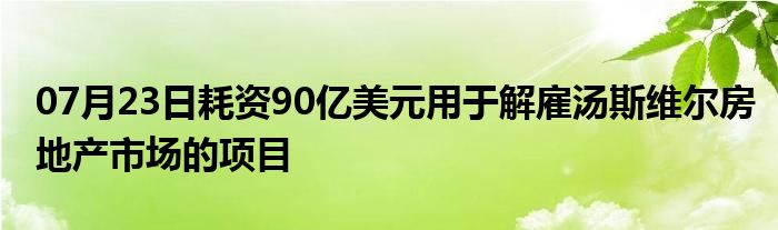 07月23日耗资90亿美元用于解雇汤斯维尔房地产市场的项目