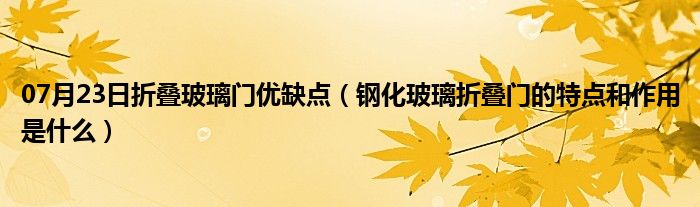 07月23日折叠玻璃门优缺点（钢化玻璃折叠门的特点和作用是什么）