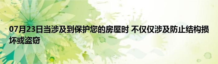 07月23日当涉及到保护您的房屋时 不仅仅涉及防止结构损坏或盗窃