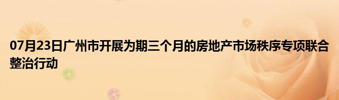 07月23日广州市开展为期三个月的房地产市场秩序专项联合整治行动