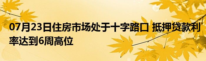 07月23日住房市场处于十字路口 抵押贷款利率达到6周高位