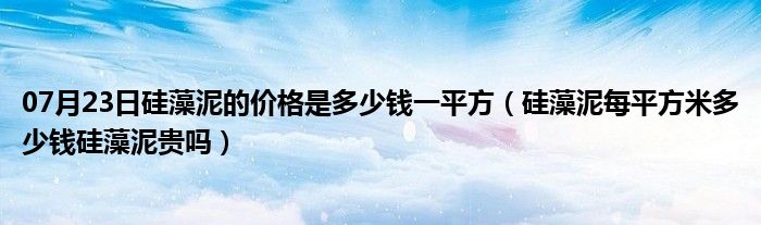 07月23日硅藻泥的价格是多少钱一平方（硅藻泥每平方米多少钱硅藻泥贵吗）