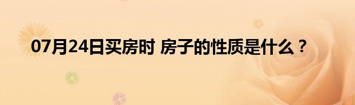 07月24日买房时 房子的性质是什么？