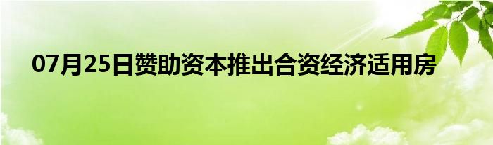 07月25日赞助资本推出合资经济适用房