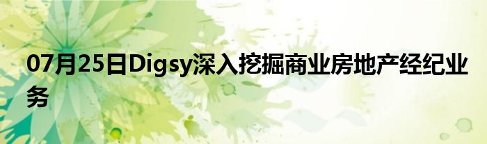 07月25日Digsy深入挖掘商业房地产经纪业务