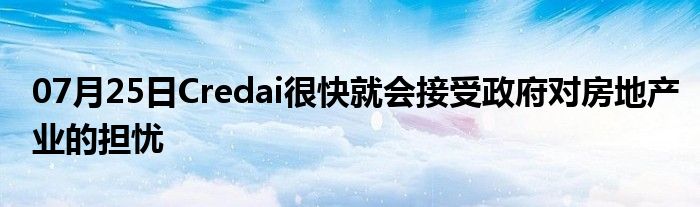 07月25日Credai很快就会接受政府对房地产业的担忧