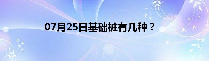 07月25日基础桩有几种？