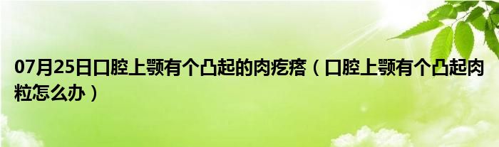 07月25日口腔上颚有个凸起的肉疙瘩（口腔上颚有个凸起肉粒怎么办）