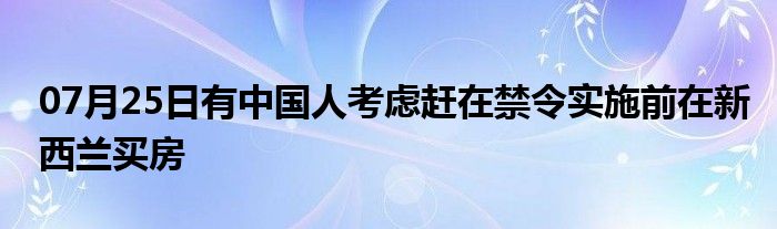 07月25日有中国人考虑赶在禁令实施前在新西兰买房