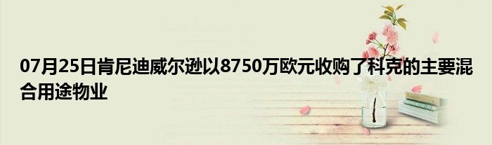 07月25日肯尼迪威尔逊以8750万欧元收购了科克的主要混合用途物业