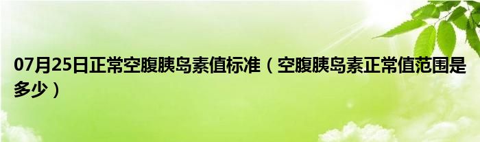 07月25日正常空腹胰岛素值标准（空腹胰岛素正常值范围是多少）