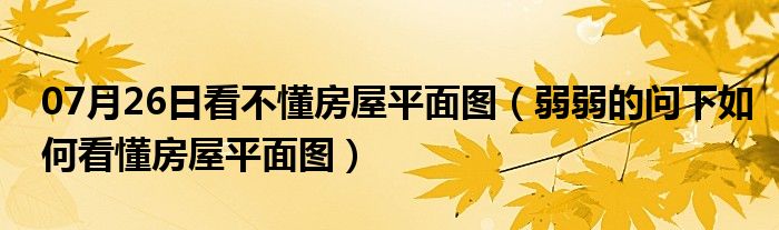 07月26日看不懂房屋平面图（弱弱的问下如何看懂房屋平面图）