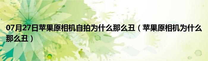 07月27日苹果原相机自拍为什么那么丑（苹果原相机为什么那么丑）