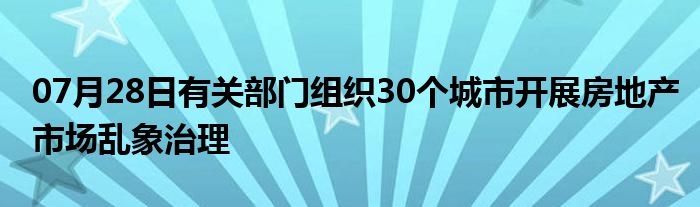 07月28日有关部门组织30个城市开展房地产市场乱象治理