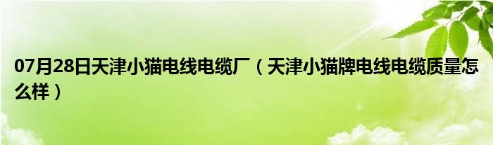 07月28日天津小猫电线电缆厂（天津小猫牌电线电缆质量怎么样）