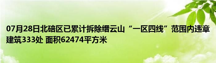 07月28日北碚区已累计拆除缙云山“一区四线”范围内违章建筑333处 面积62474平方米