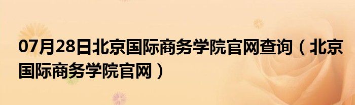 07月28日北京国际商务学院官网查询（北京国际商务学院官网）