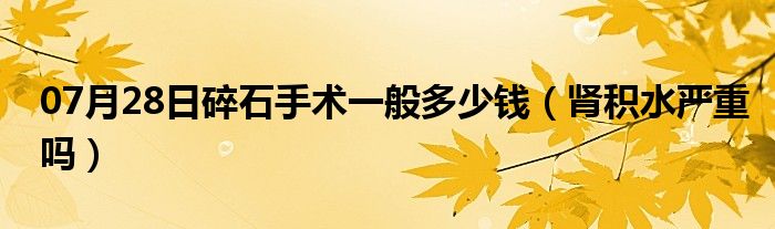 07月28日碎石手术一般多少钱（肾积水严重吗）