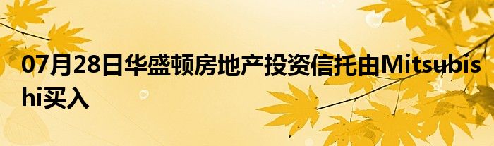 07月28日华盛顿房地产投资信托由Mitsubishi买入