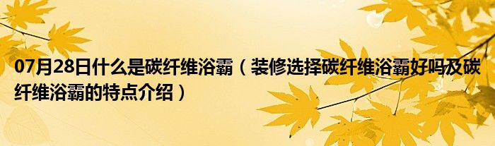 07月28日什么是碳纤维浴霸（装修选择碳纤维浴霸好吗及碳纤维浴霸的特点介绍）